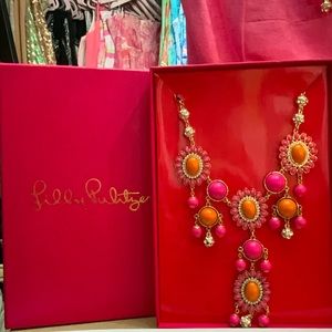 Lilly Pulitzer pink & orange statement necklace.